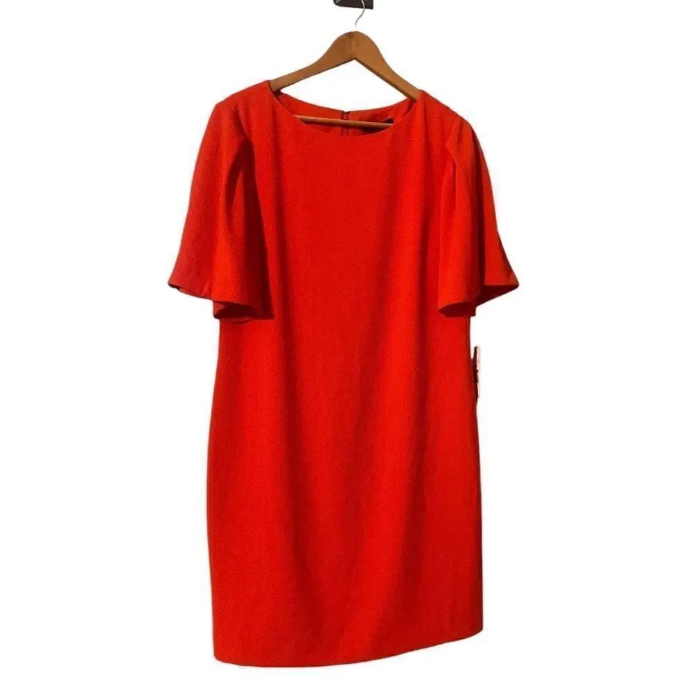 Alex Marie Women 12 Oversized Sleeve Lillian Dress Solid Hot Red Knee Length New